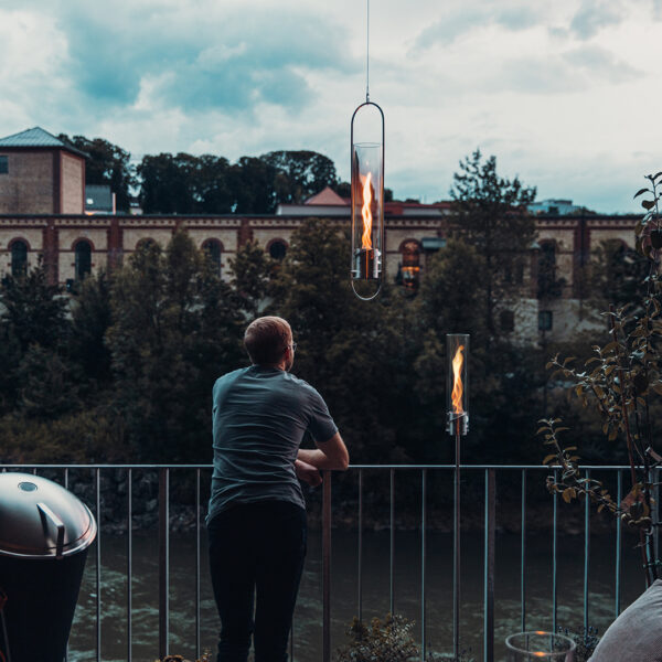 Bioetanolová závesná lampa Höfats Spin strieborná