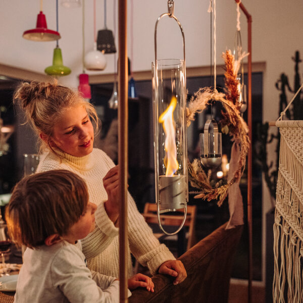 Bioetanolová závesná lampa Höfats Spin strieborná